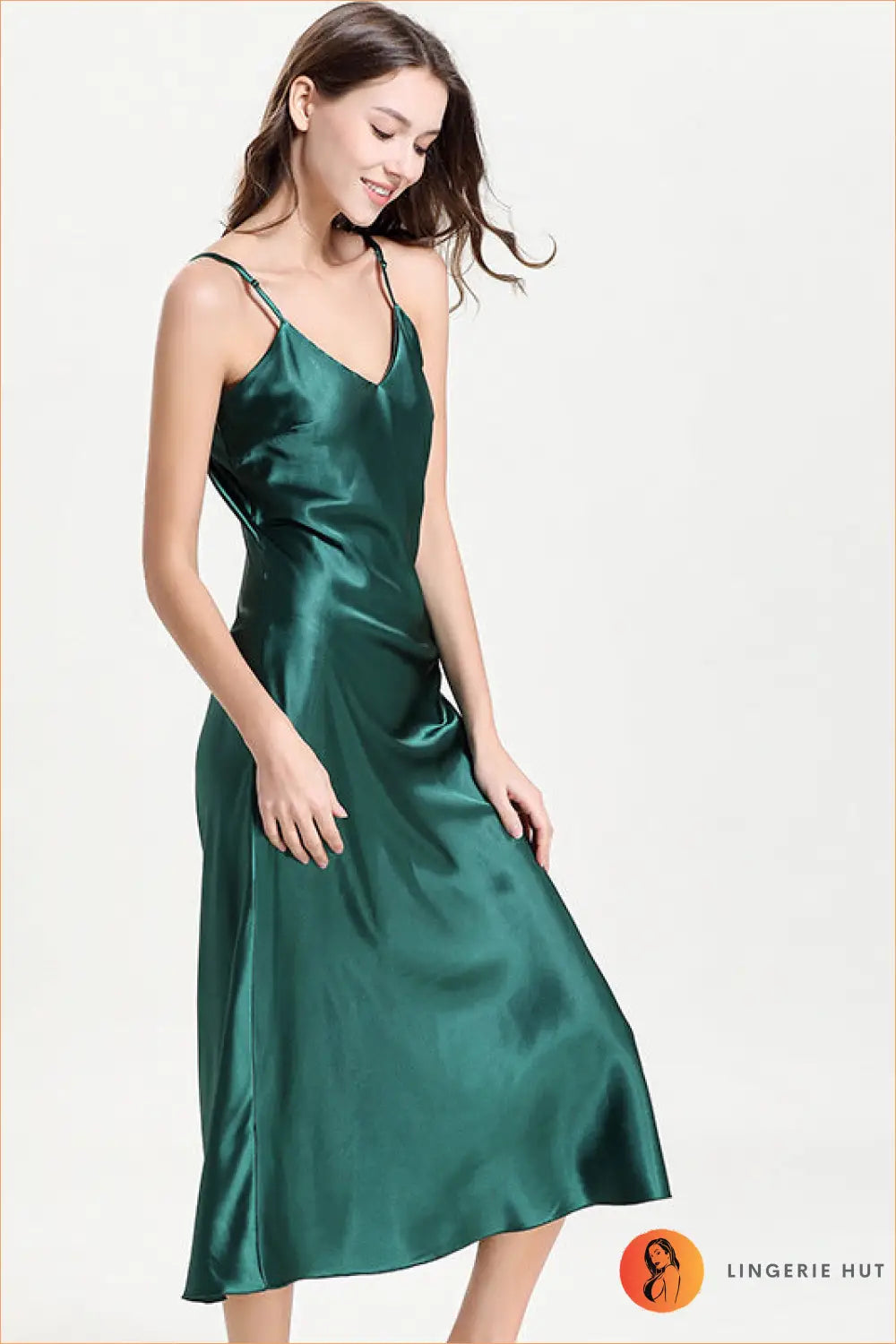 Satin Nightdress with V-neck - Summer Evenings Sorted - s / Green - Elegant • Everyday • Glamour • Lingerie • Modest