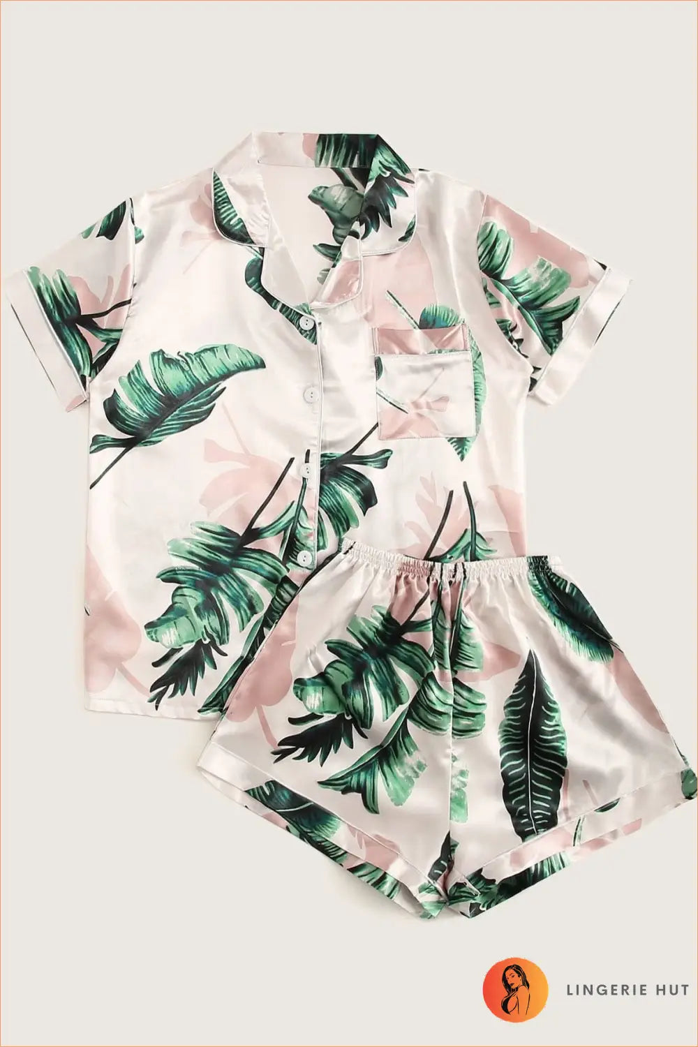 Satin Short Pyjama Set - Luxe Nights in - s / White - Animal • Print • Everyday • Loungewear - Lingerie Hut