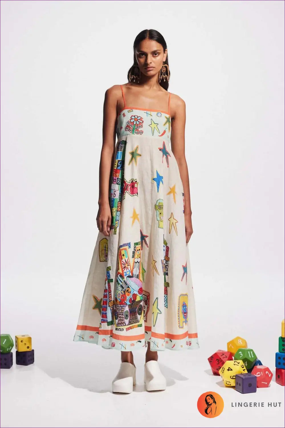 Satin Strapless Maxi Dress with 3d Appliqué - Modern Evening Drama - s / Multi9 - Dresses - Lingerie Hut - A-line • All