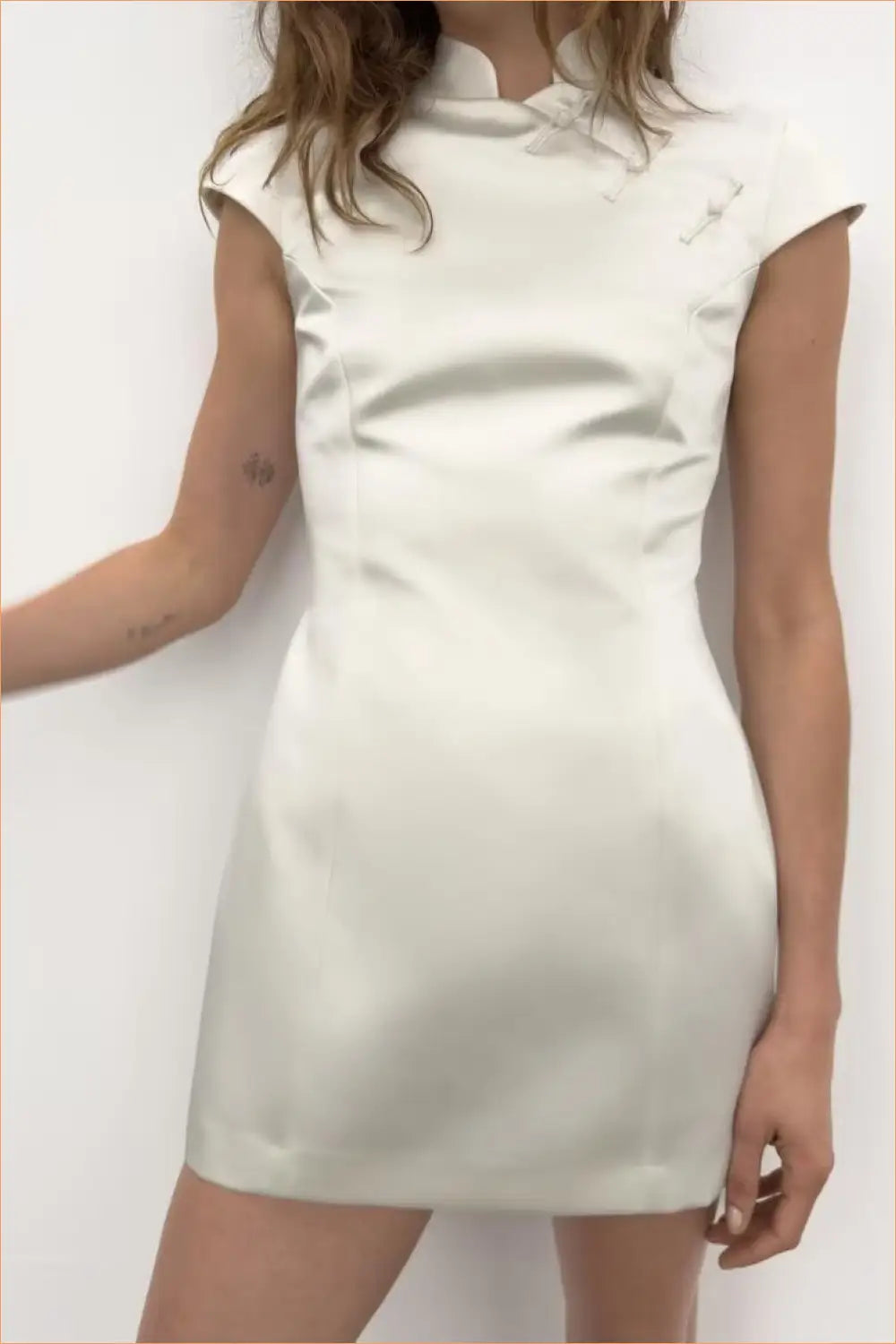 Satin String Button Mini Dress - Slim Fit Bodycon - Elegant • Everyday • just in - Flightcourse