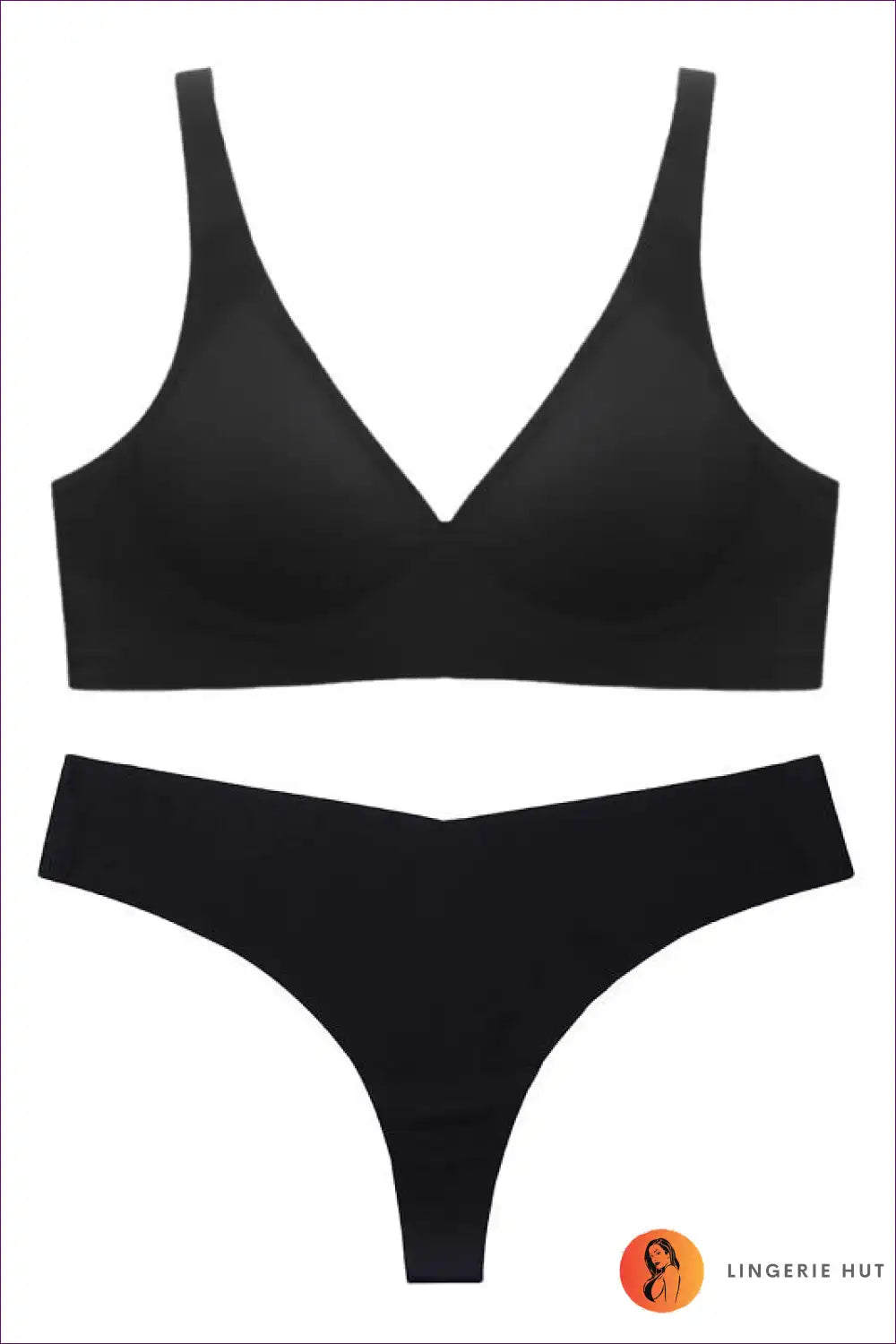 Seamless Triangle Bra Set with v Neck - Everyday Comfort for All Season, Set, Casual, Everyday,