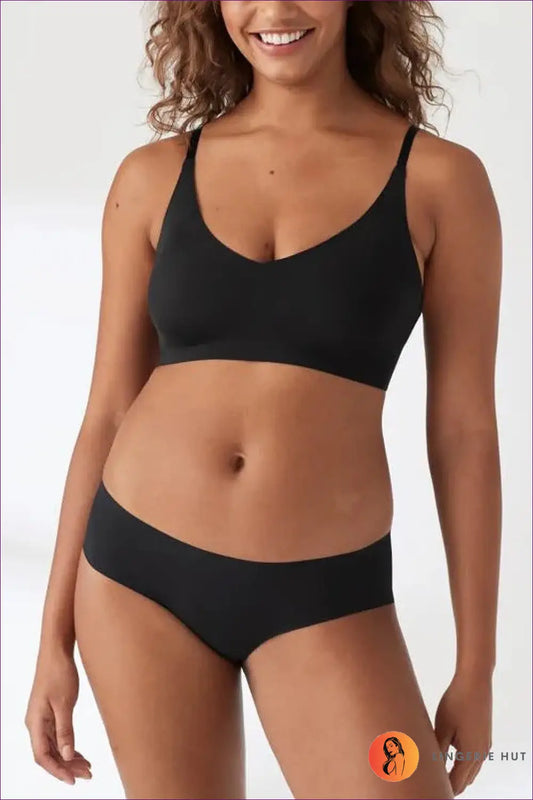 Seamless v Neck Bra Set with Cross Back - Everyday Freedom - Lingerie Hut - All Season • Backless • Casual