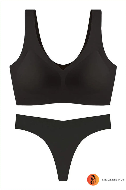 Seamless Bra Set with Hipster Briefs - Effortless Everyday Layer - s / Black - Lingerie Hut - Activewear • All Season
