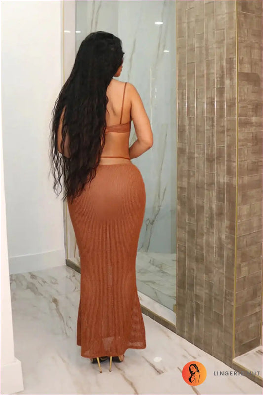 Seductive Knitted Maxi Set - Chic Allure