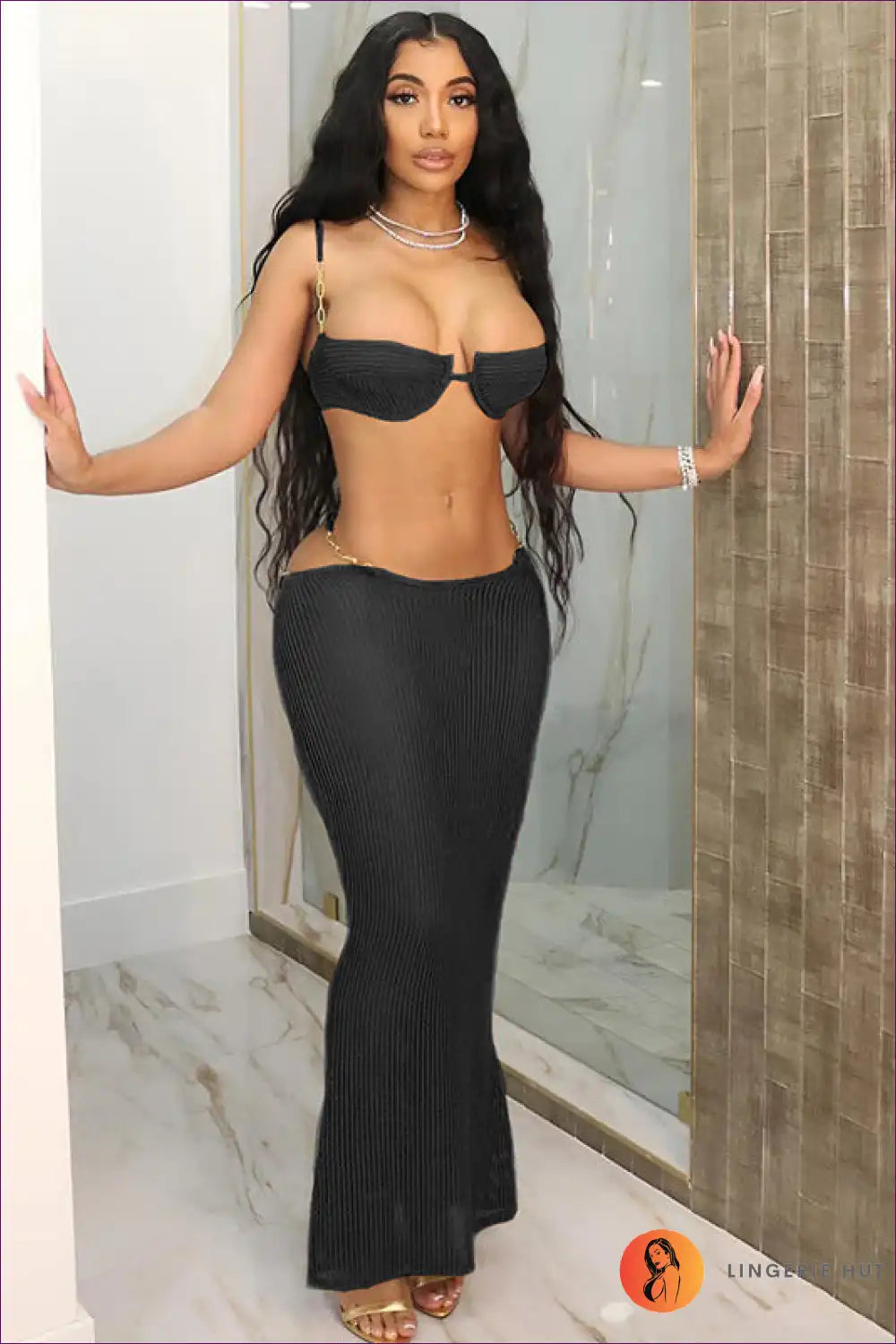 Seductive Knitted Maxi Set - Chic Allure