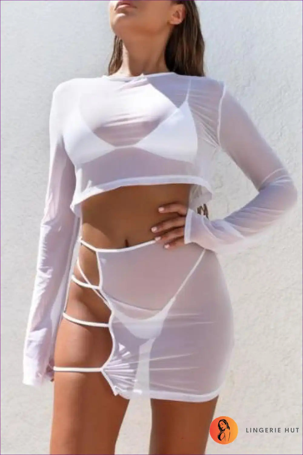 Ignite The Room With Our Seductive Sheer Mesh Two-piece Set. Featuring Tantalizing Sheer Mesh And Daring