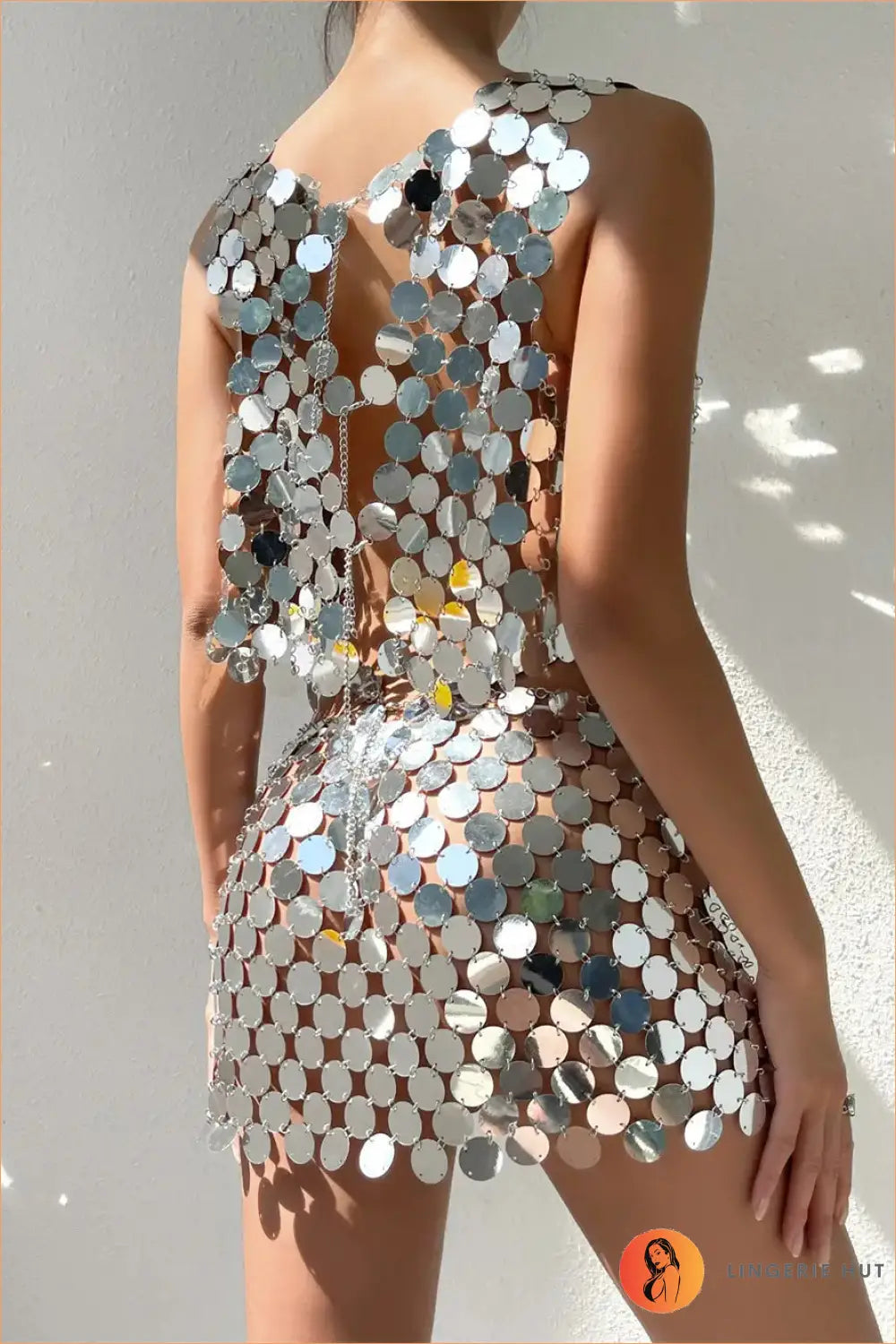 Sequin Cutout Co-ord Set - the one They’ll Ask About - co Ord - Clothing • Clubwear • Crop • Top - Lingerie Hut