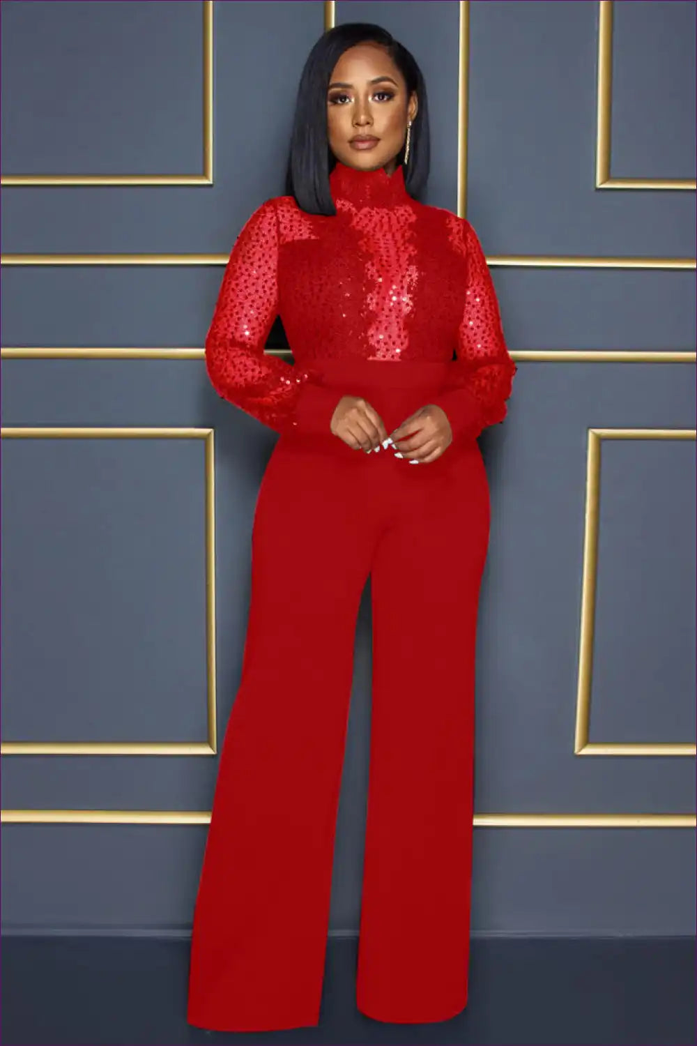 Jumpsuit top over turtleneck