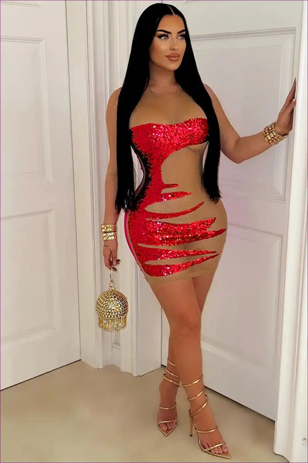 Sequin Lace Patchwork Bodycon Dress - Unleash Your Glamour