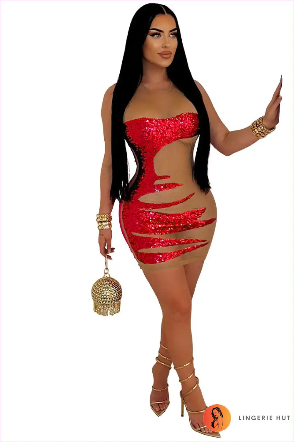 Sequin Lace Patchwork Bodycon Dress - Unleash Your Glamour