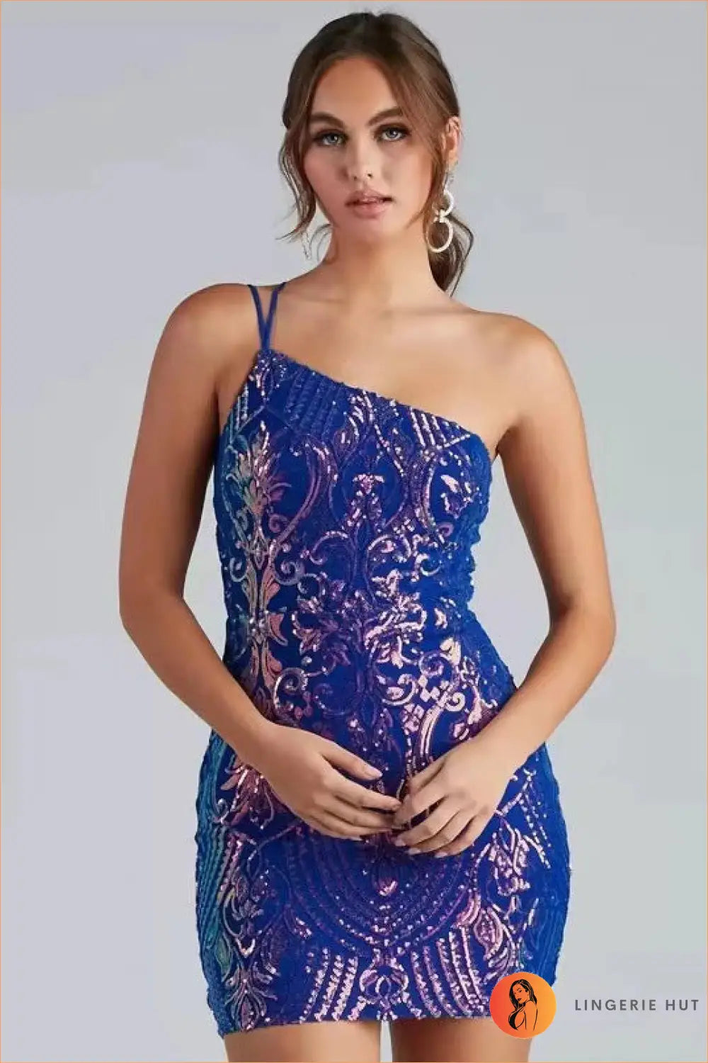 Sequin Mini Bodycon Dress - the one They’ll Ask About - Xs / Blue - Dresses - Asymmetric • Clothing • Date Night