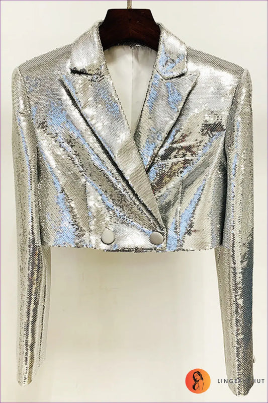 Sequin Set with Cropped Blazer - Celebration Ready - s / Silver - co Ord - Lingerie Hut - All Season • Clubwear