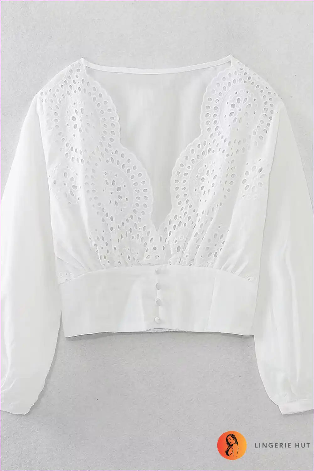 Sexy Embroidered Lace Crop Blouse - Romantic Elegance