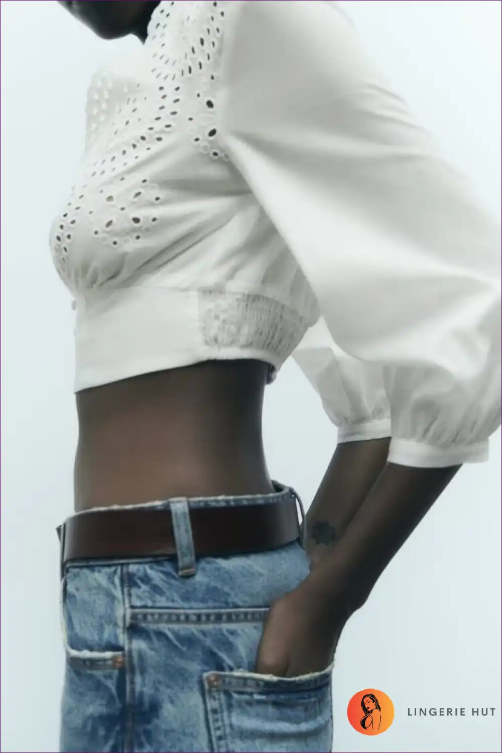 Sexy Embroidered Lace Crop Blouse - Romantic Elegance