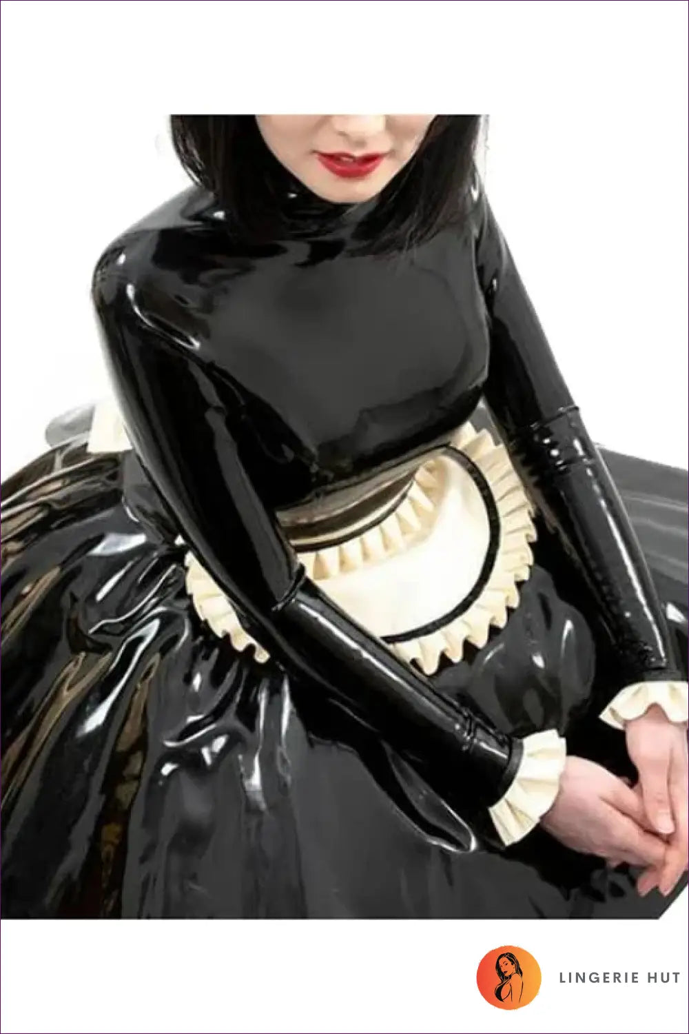 French Maid Costume with Apron Ruffles - Fantasy Roleplay Ready - Outfit Set - Lingerie Hut - A-line • All Season