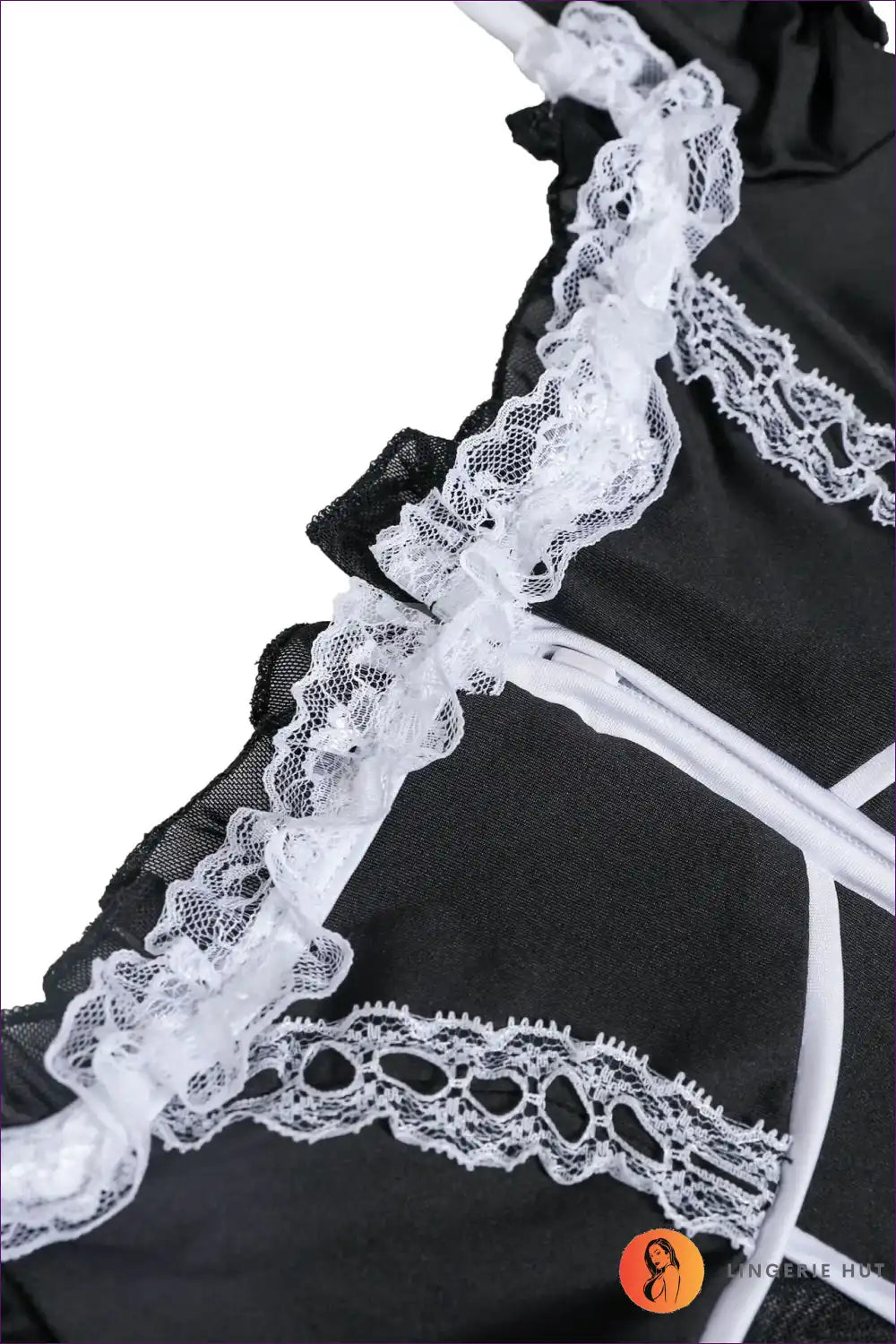 Sexy Maid Costume with Sheer Corset Top - Bedroom Confidence for Boudoir, Corset, Costume, Evening Wear,