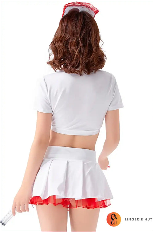 Sexy Nurse Costume with Mini Skirt Set - Playful Confidence for Boudoir, Costume, Crop, Date Night,