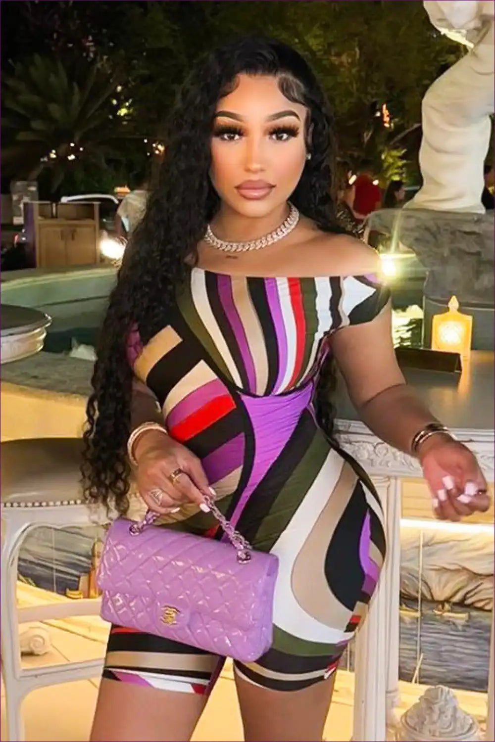 Sexy Off Shoulder Color Block Dress - Summer Party Ready
