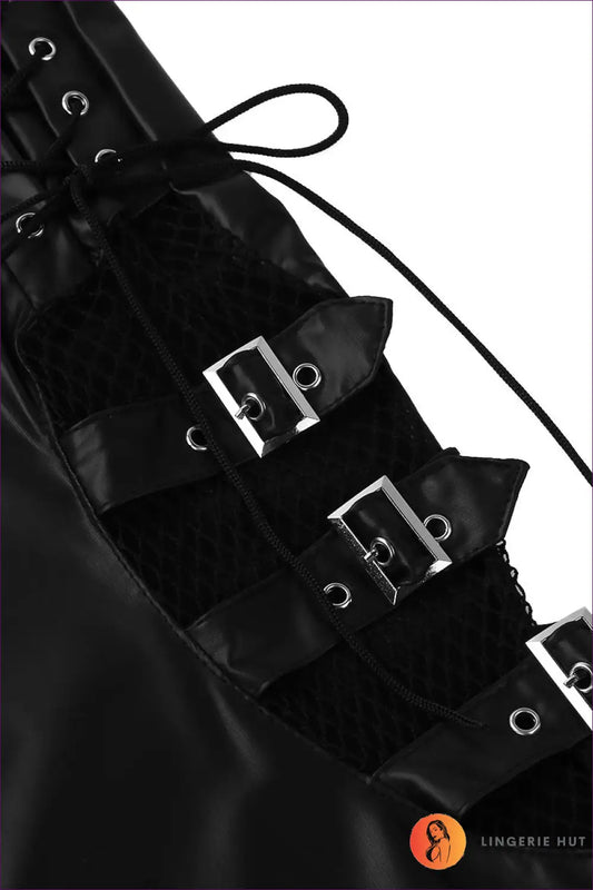 Sheer Cutout Leggings with Buckle Detail - Worth a Second Look - Pants - Lingerie Hut - All Season • Clubwear • Date