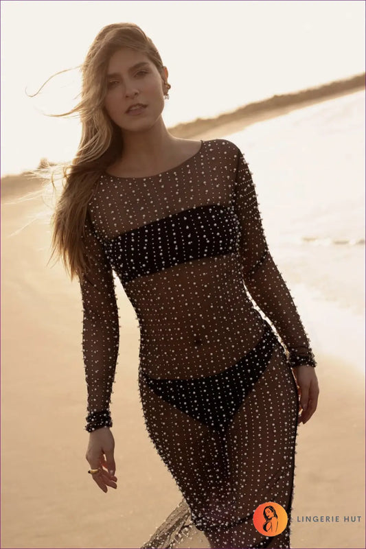 Sheer Mini Beach Dress - Summer Evenings Sorted - Dresses - Clothing - Lingerie Hut - Beachwear • Casual • Cutout