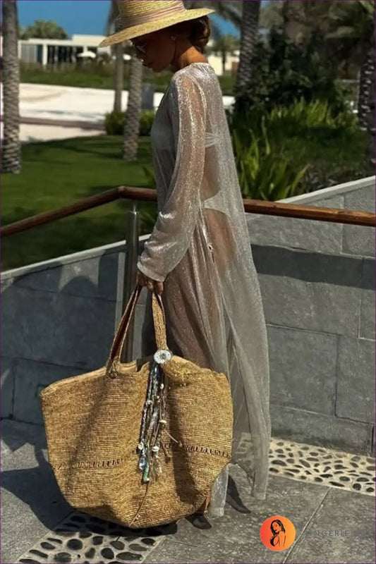 Sheer Maxi Dress with High Side Split Detail