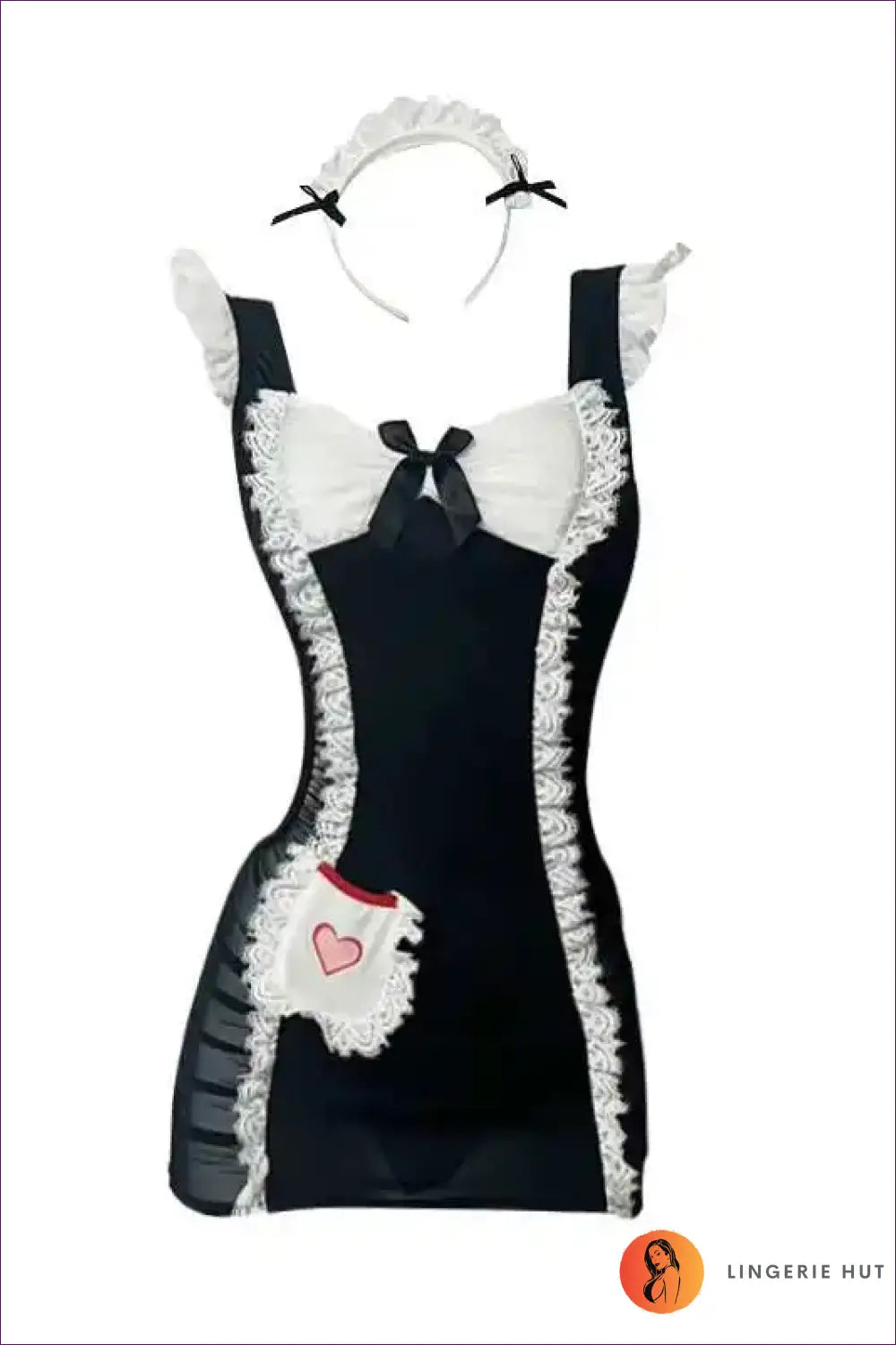 Sheer Maid Babydoll Costume - Fantasy Roleplay Ready - 01 / one Size - Lingerie Hut - All Season