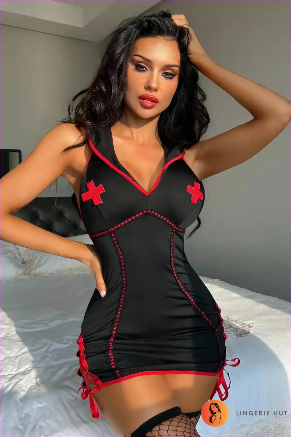 Sheer Mesh Nurse Uniform Dress for After-dark Play Boudoir, Costume, Everyday, just In,