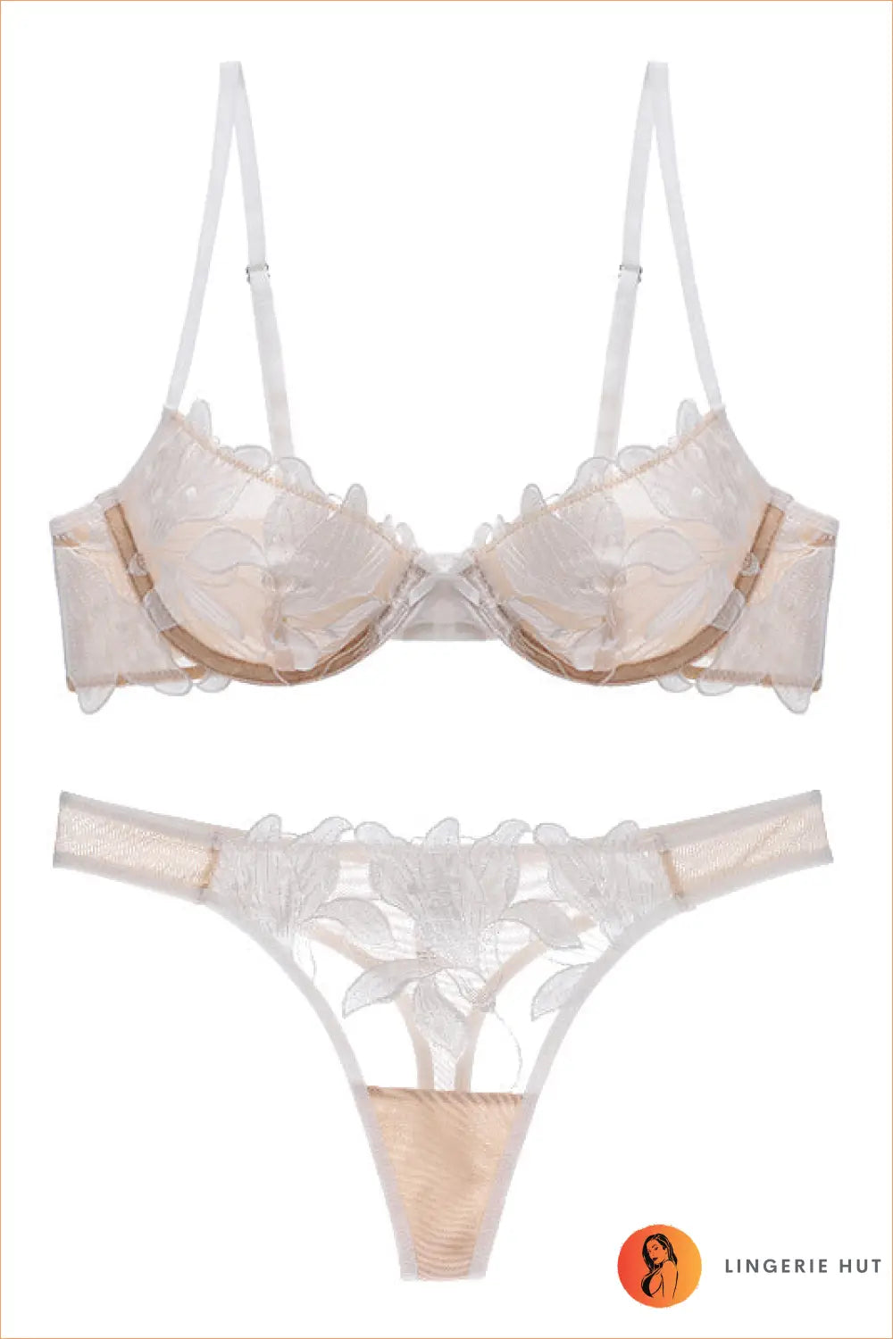 Sheer Underwire Bra Set - Bold but Wearable - s / White - Date Night • Floral • Glamour • Honeymoon - Lingerie Hut