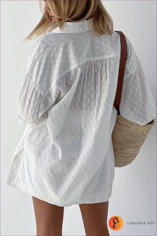 Oversized Shirt Dress with Button Front - Quiet Confidence - Lingerie Hut - All Season • Casual • Cotton • Everyday