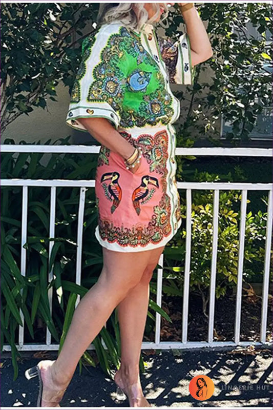 Paisley Shirt Dress Midi Length - Effortless Everyday Style - Lingerie Hut - A-line • All Season • Boho • Casual