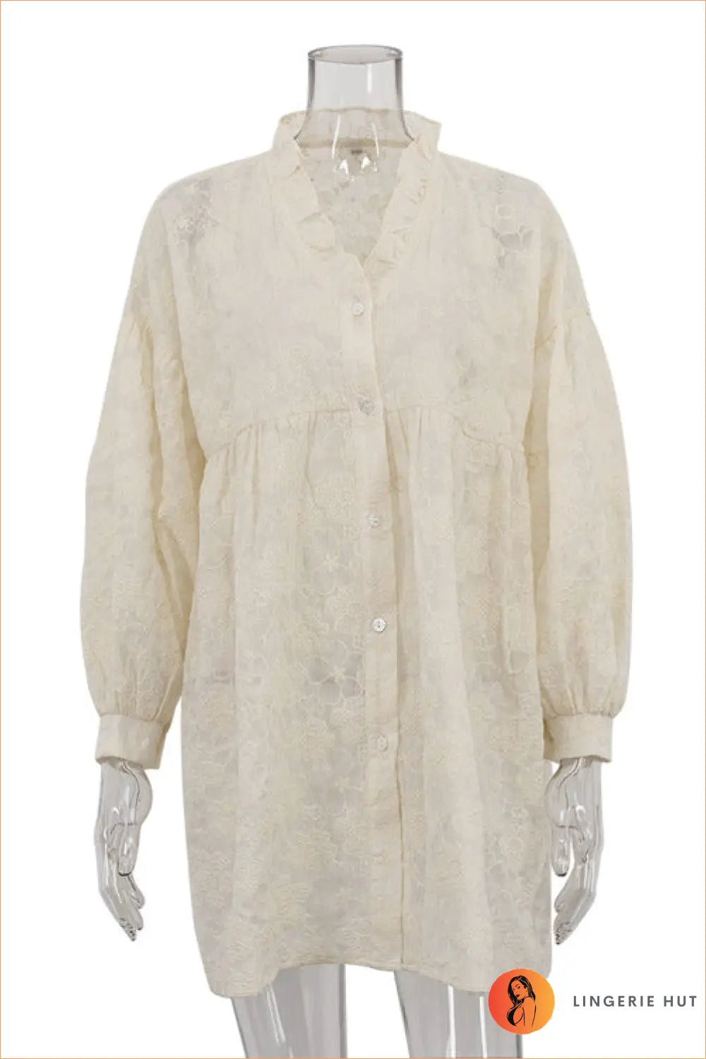 Shirt Dress with Ruffle Trim - Sunlit Ease - Casual • Cotton • Dresses • Everyday - Lingerie Hut