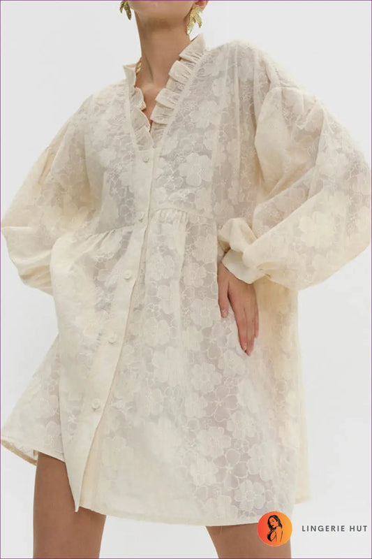Shirt Dress with Ruffle Trim - Sunlit Ease - Casual • Cotton • Dresses • Everyday - Lingerie Hut