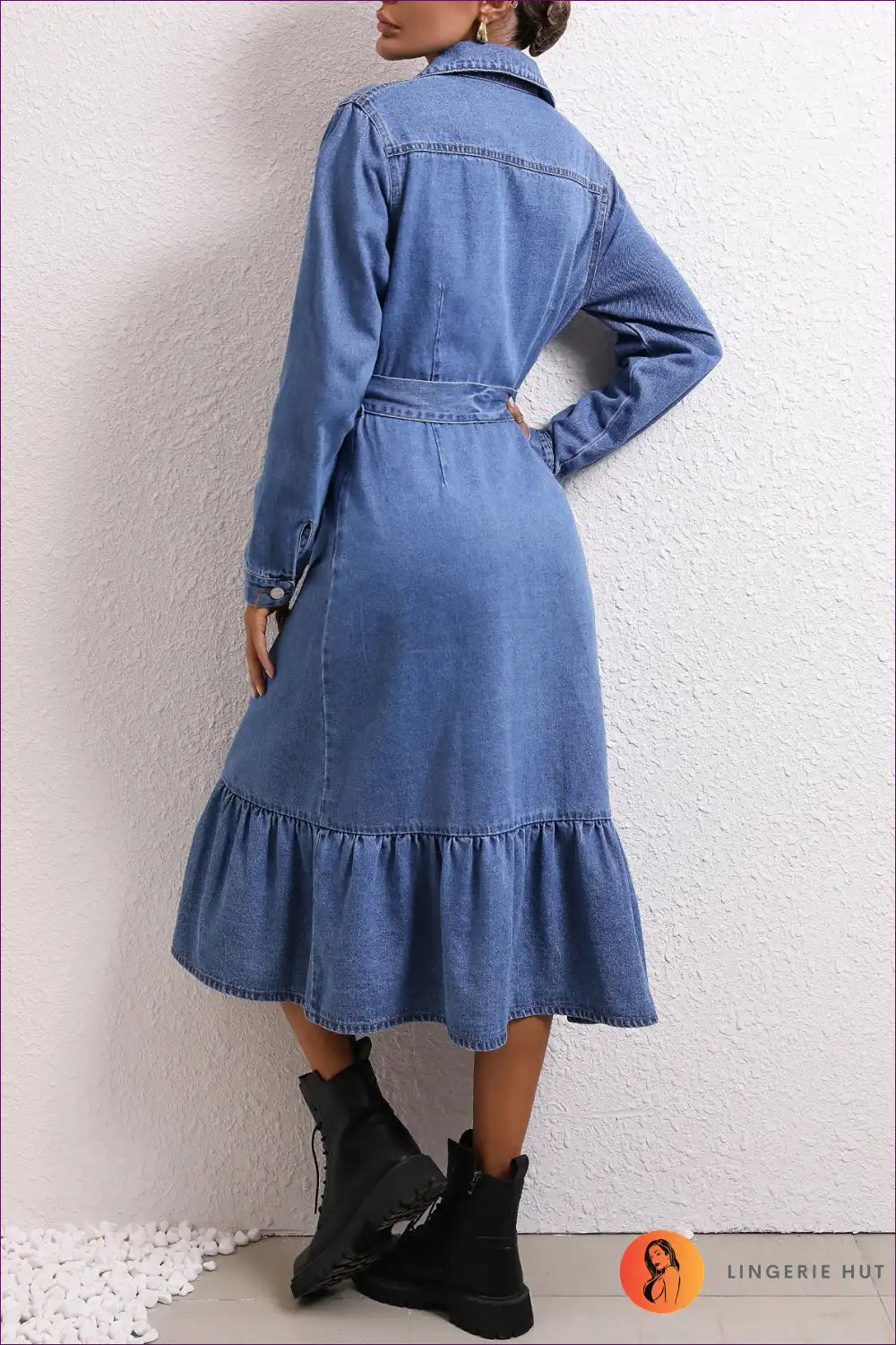 Shirt Dress with Waist Tie - Modern Everyday Authority for A-line, All Season, Autumn, Casual,