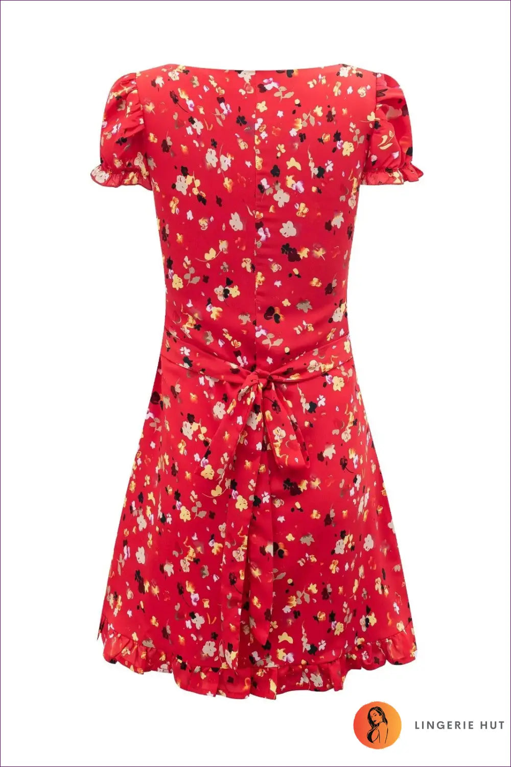 Mini Floral Dress with Puff Sleeves - Effortless Everyday Energy - Dresses - Lingerie Hut - A-line • Casual • Cutout
