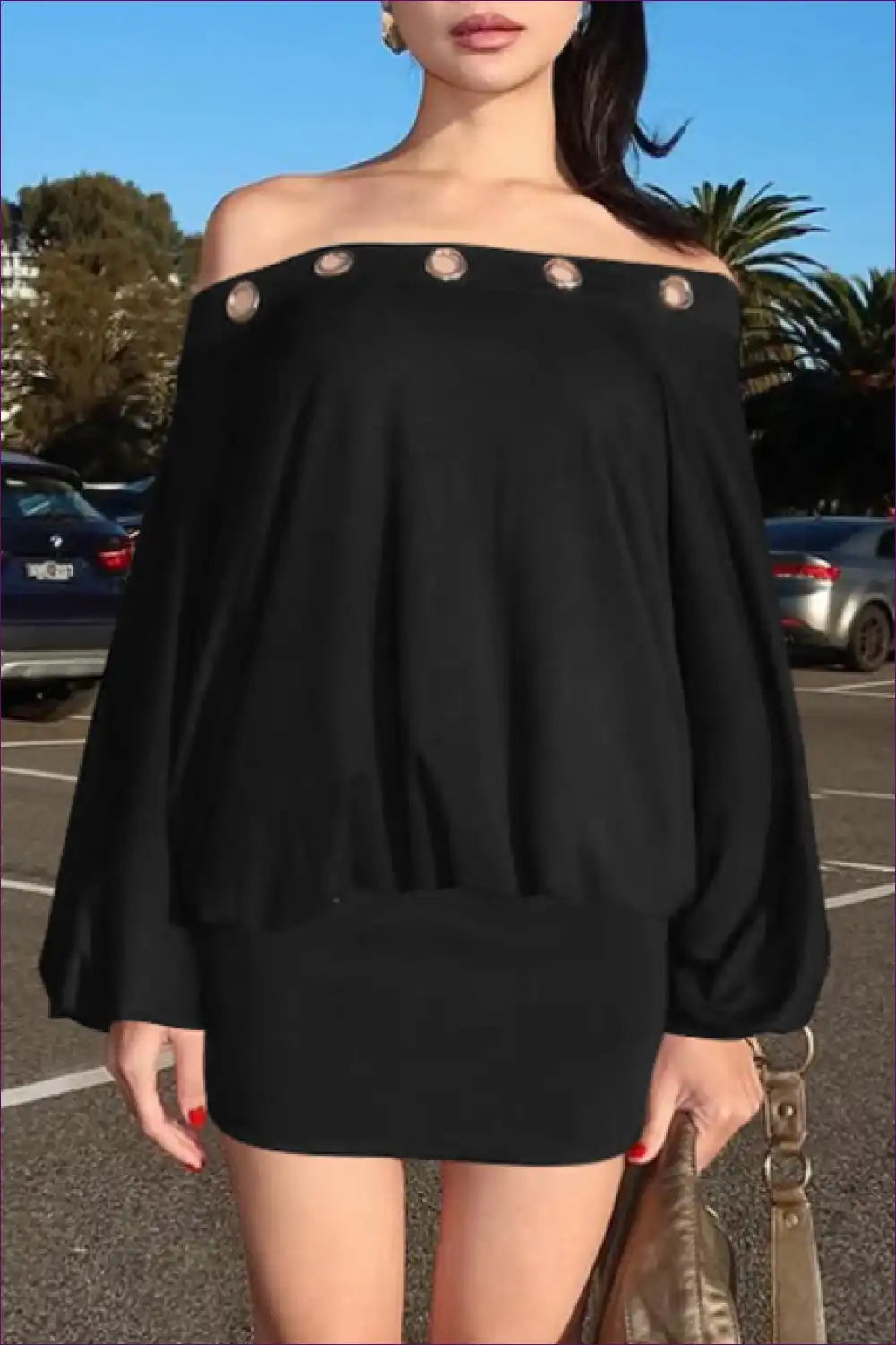 Off-shoulder Cut-out Bodycon Dress for Nights out - Quiet Drama Bodycon, Cutout, Evening Wear, Mini, Night