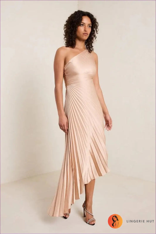One-shoulder High-low Dress - Effortless Evening Glamour - Dresses - Lingerie Hut - A-line • All Season • Cutout