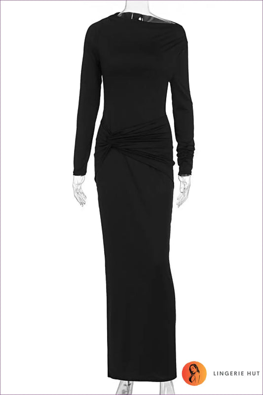 Off-shoulder Maxi Dress with Asymmetric Draping - Effortless Elegance - s / Black - Dresses - Clothing • Glamour