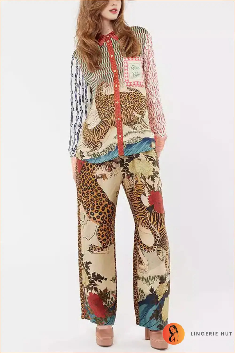 Silk Animal Print co Ord Set - the one They’ll Ask About - Animal Print • Black • Casual • Clothing - Lingerie Hut