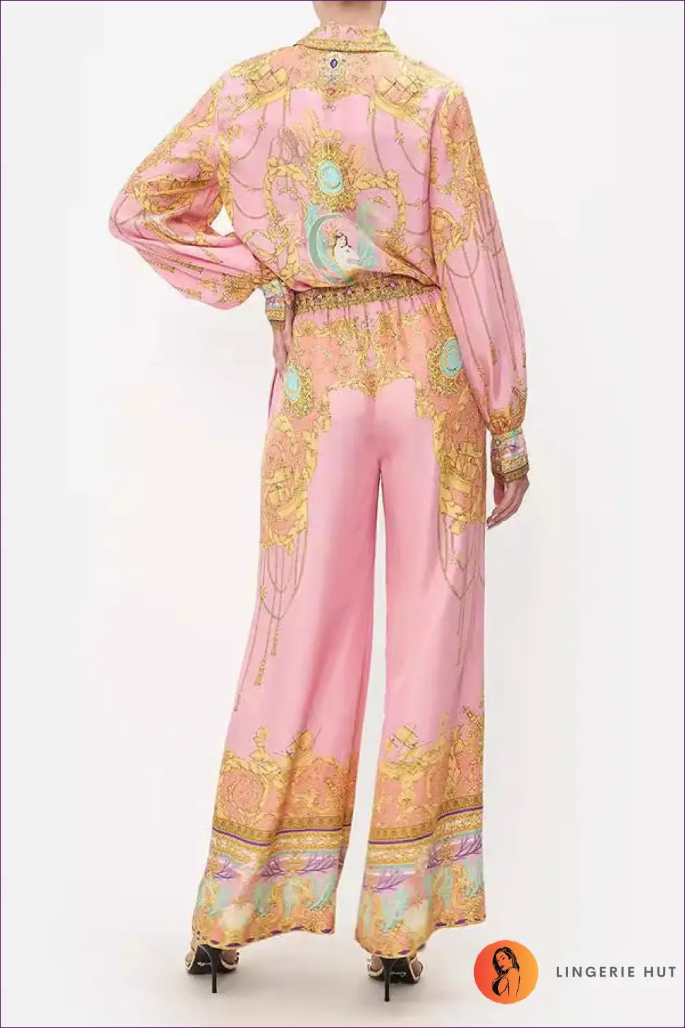 Silk Pyjama Set with Floral Print - Luxe Nights in - Loungewear - Lingerie Hut - All Season • Boho • Casual • Glamour