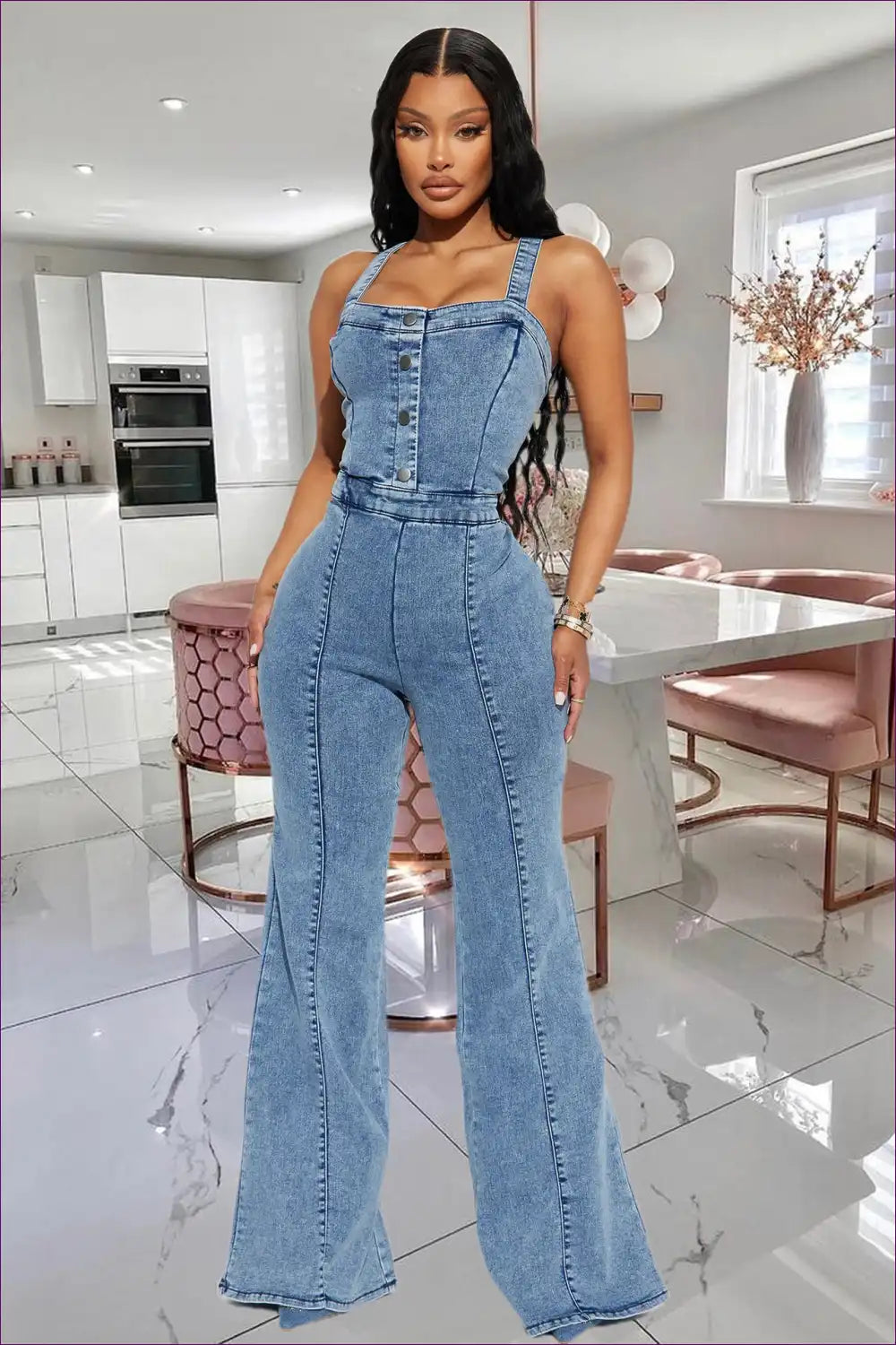 Sleek Denim Slim Fit Strapless Jumpsuit Sexy Casual Chic By Lingerie Hut