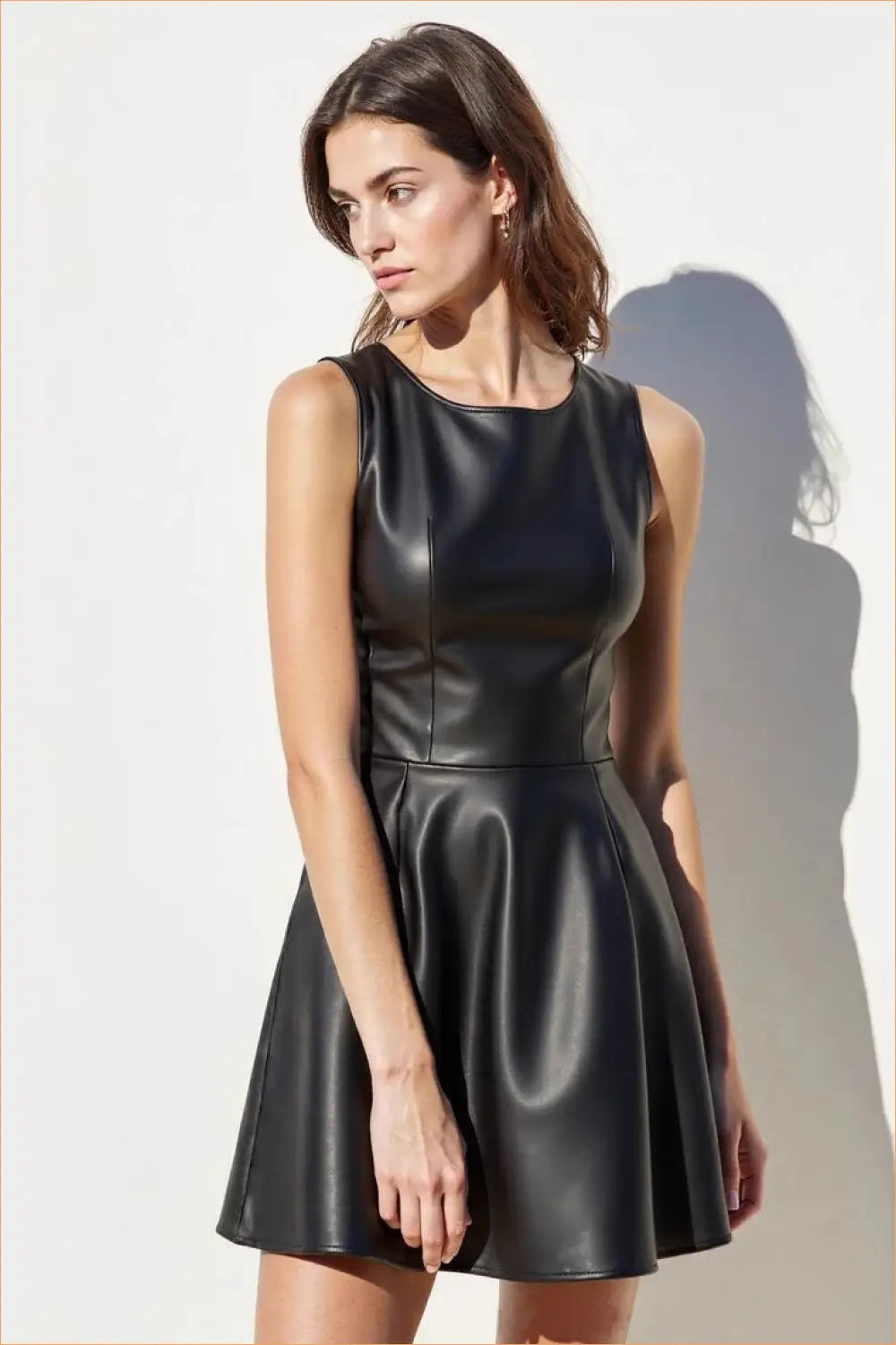 Sleek Faux Leather A-line Mini Dress - Effortless Edge - Dresses - A-line Dress • All Season • Casual • Date Night