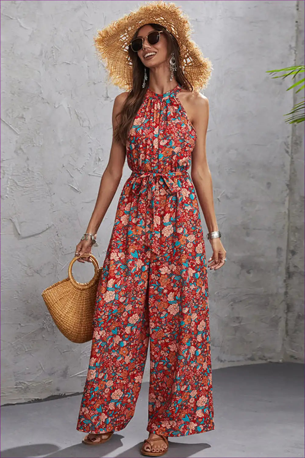 Elevate Your Summer Style With Our Sleek Summer Halter Sleeveless Jumpsuit. Chic, Comfortable, And Versatile,