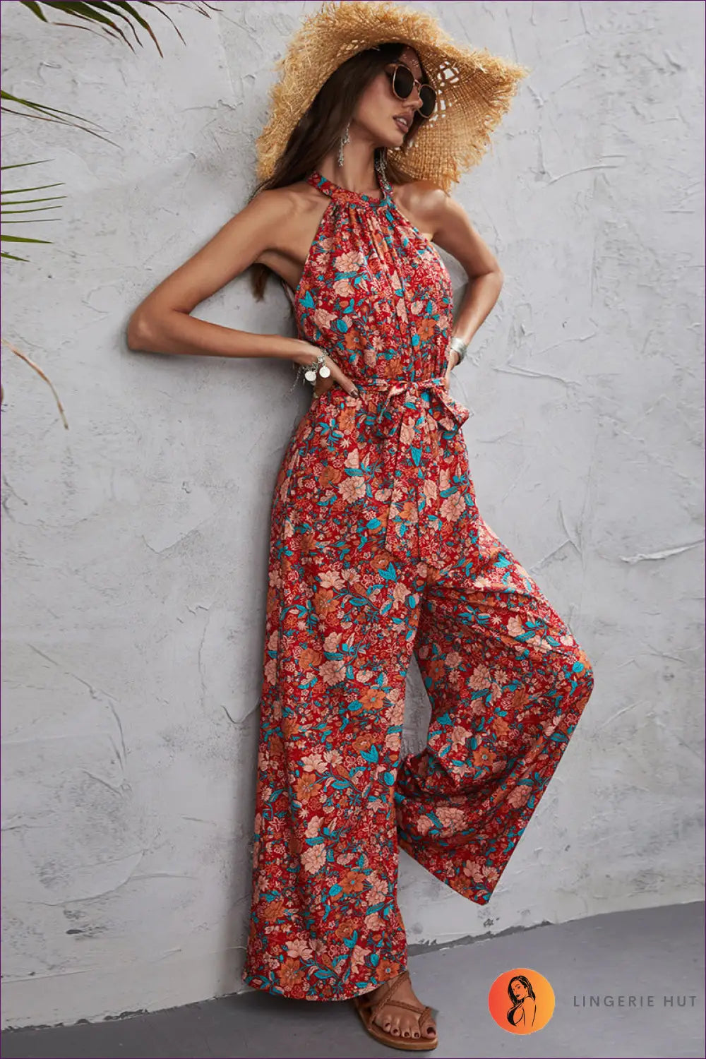 Halter Sleeveless Jumpsuit - Summer Evenings Sorted - Clothing - Lingerie Hut - Casual • Cutout • Everyday • Glamour