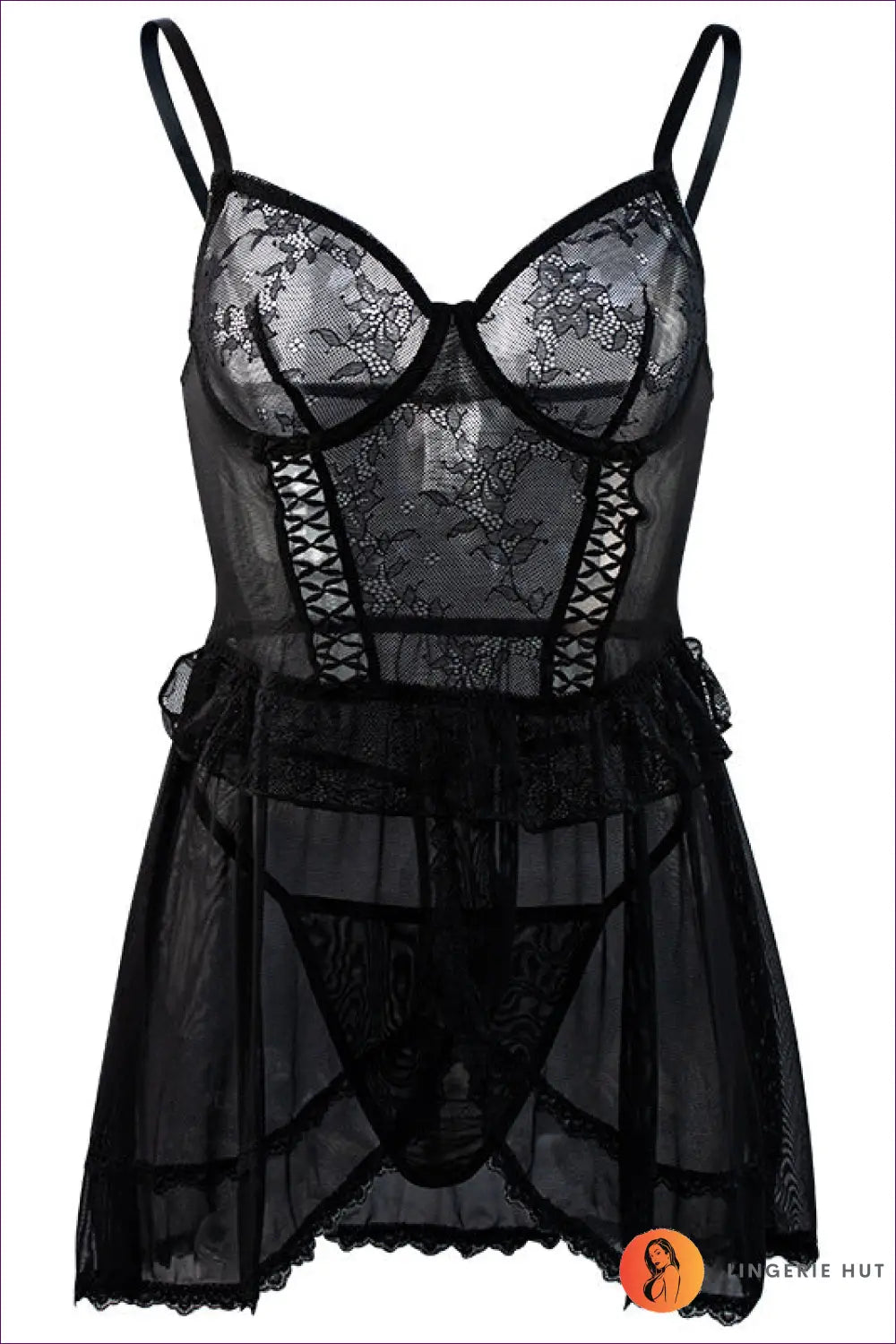 Sleeveless Babydoll with Floral Mesh - the Detail that Turns Heads - Sleepwear & Loungewear - Lingerie Hut - All Season
