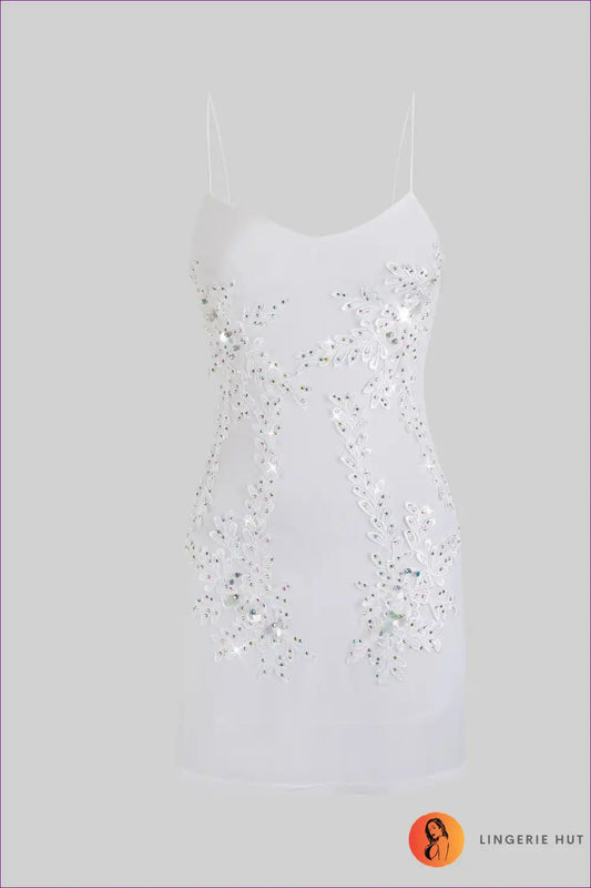 Slip Dress with Crystal Embellishment - Ethereal Romance for All Season, Bridal, Dress, Evening Wear, Glamour