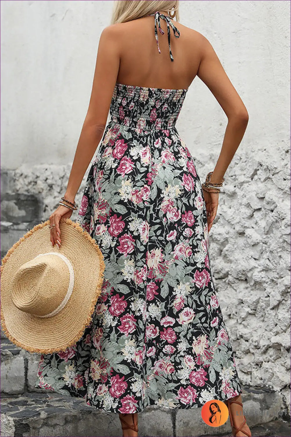 Floral Slip Dress with High-low Hem - Effortless Boho Escape - Dresses - Backless • Casual • Clothing • Lingerie Hut