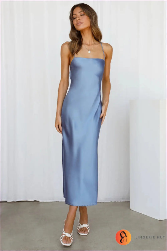 Slip Dress with Straight Neckline - Minimalist Luxury - Dresses - Lingerie Hut - All Season • Casual • Date Night