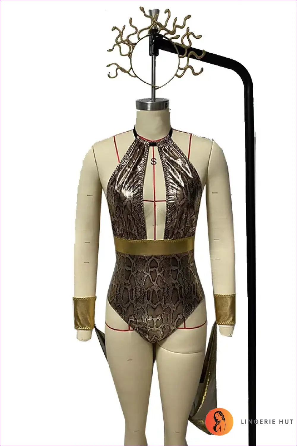 Metallic Snake Bodysuit - the one They’ll Ask About - Lingerie Hut - Animal • Clubwear • Cutout • Date Night