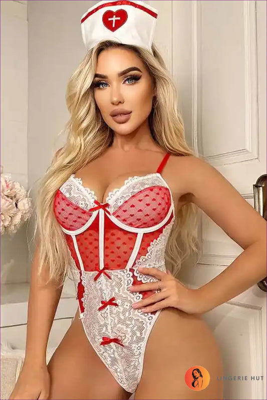 Nurse Costume Bodysuit - Fantasy Roleplay Ready - 01 / one Size - Lingerie Hut - All Season • Cutout