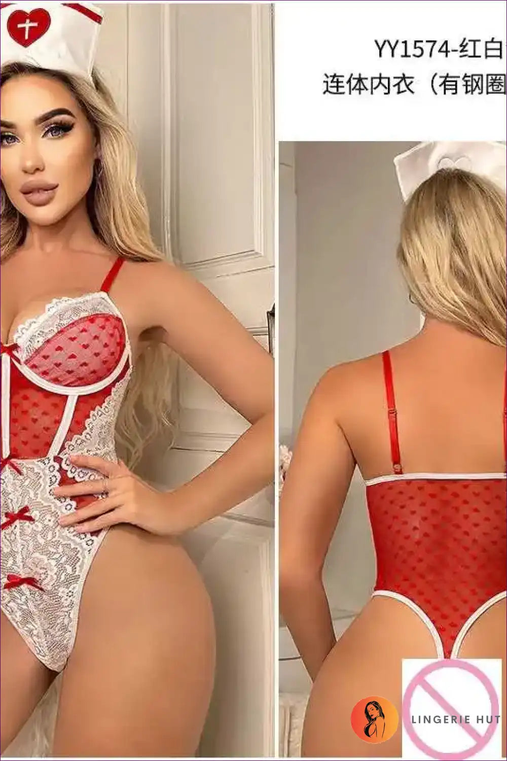 Spaghetti Strap Nurse Bodysuit with Playful Roleplay Design for All Season, Bodysuit, just In, Lingerie,